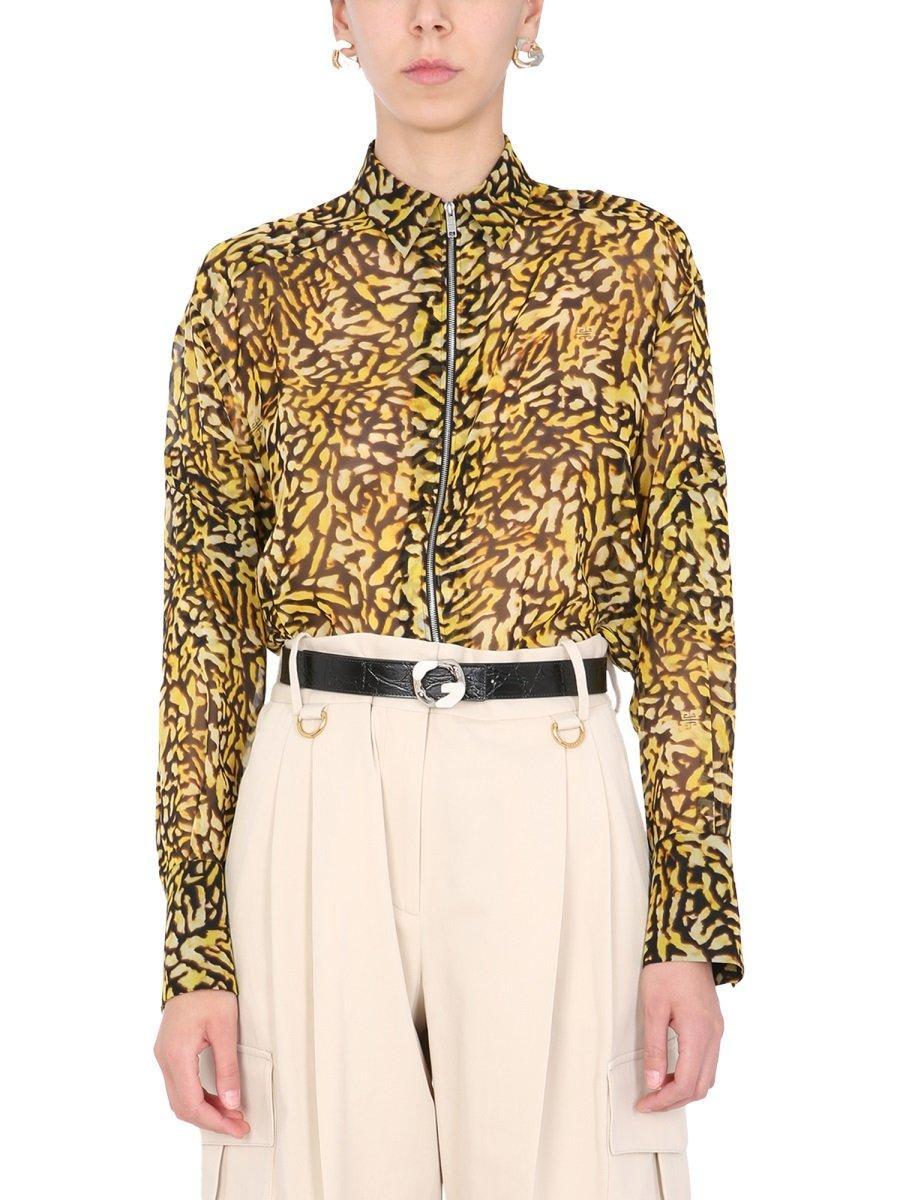 givenchy animal print zipped shirt