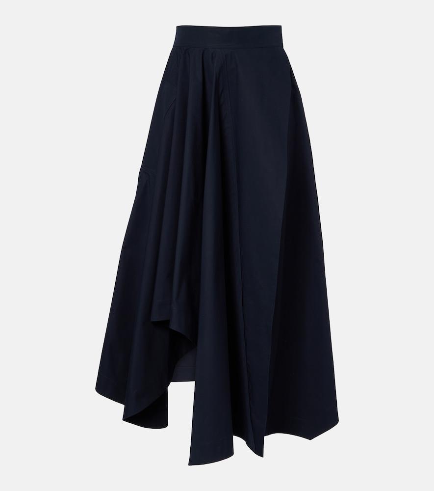 givenchy asymmetric cotton poplin maxi skirt