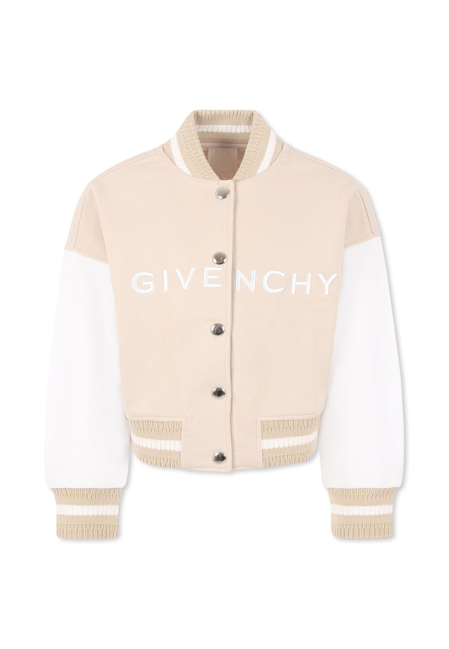 givenchy beige crop bomber jacket for girl with logo