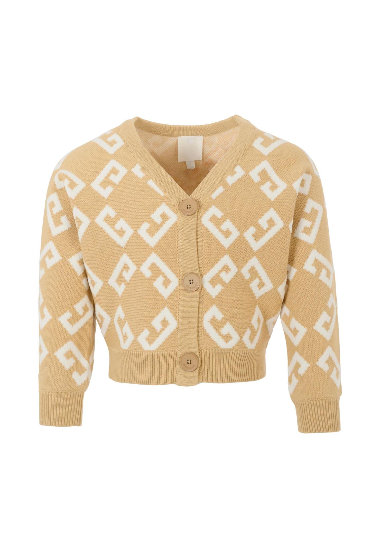 givenchy beige crop cardigan for girl with logo