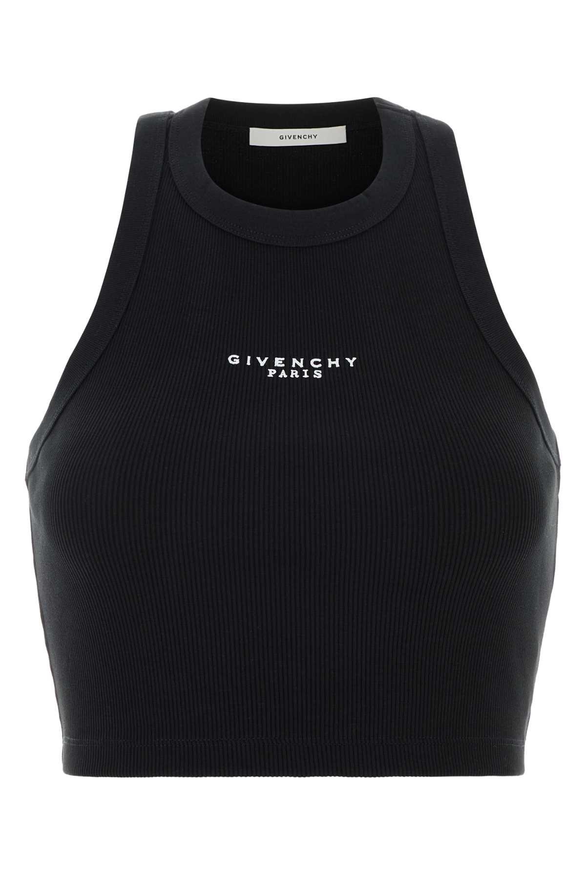givenchy black stretch cotton crop-top
