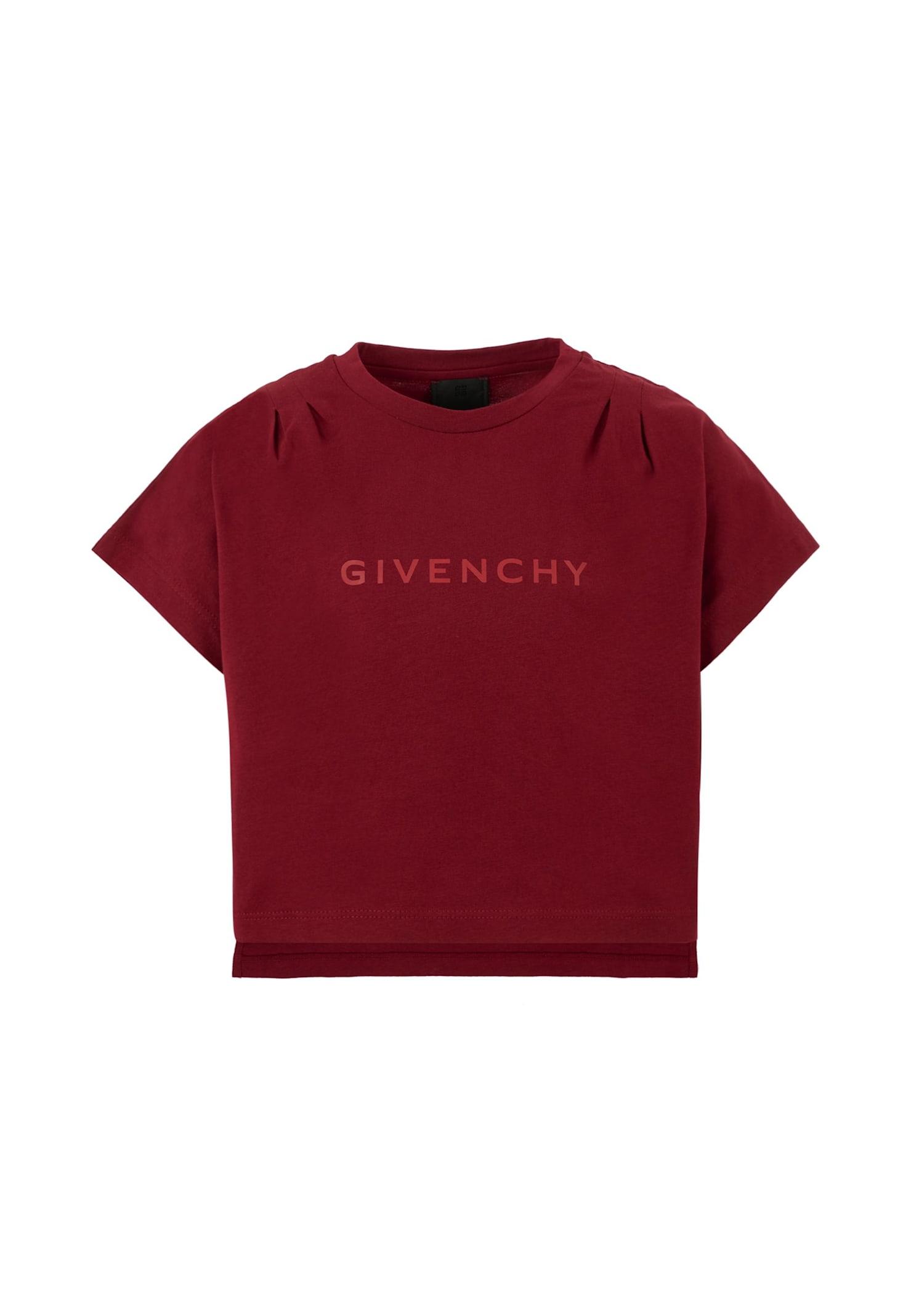 givenchy burgundy t-shirt for girl with logo