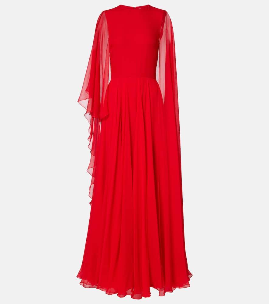 givenchy caped draped silk chiffon gown