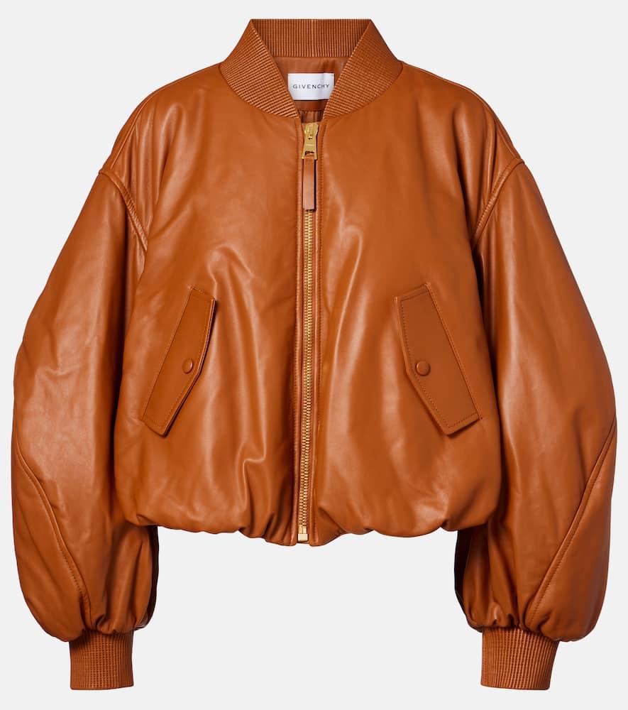 givenchy cocoon cropped leather bomber jacket