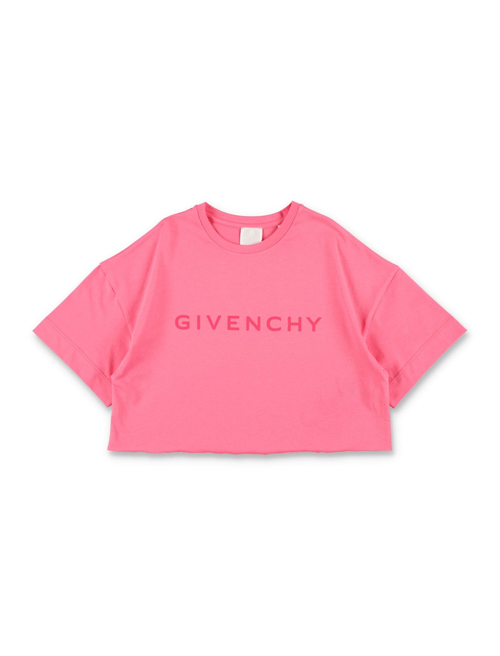 givenchy kid - logo print cropped t-shirt