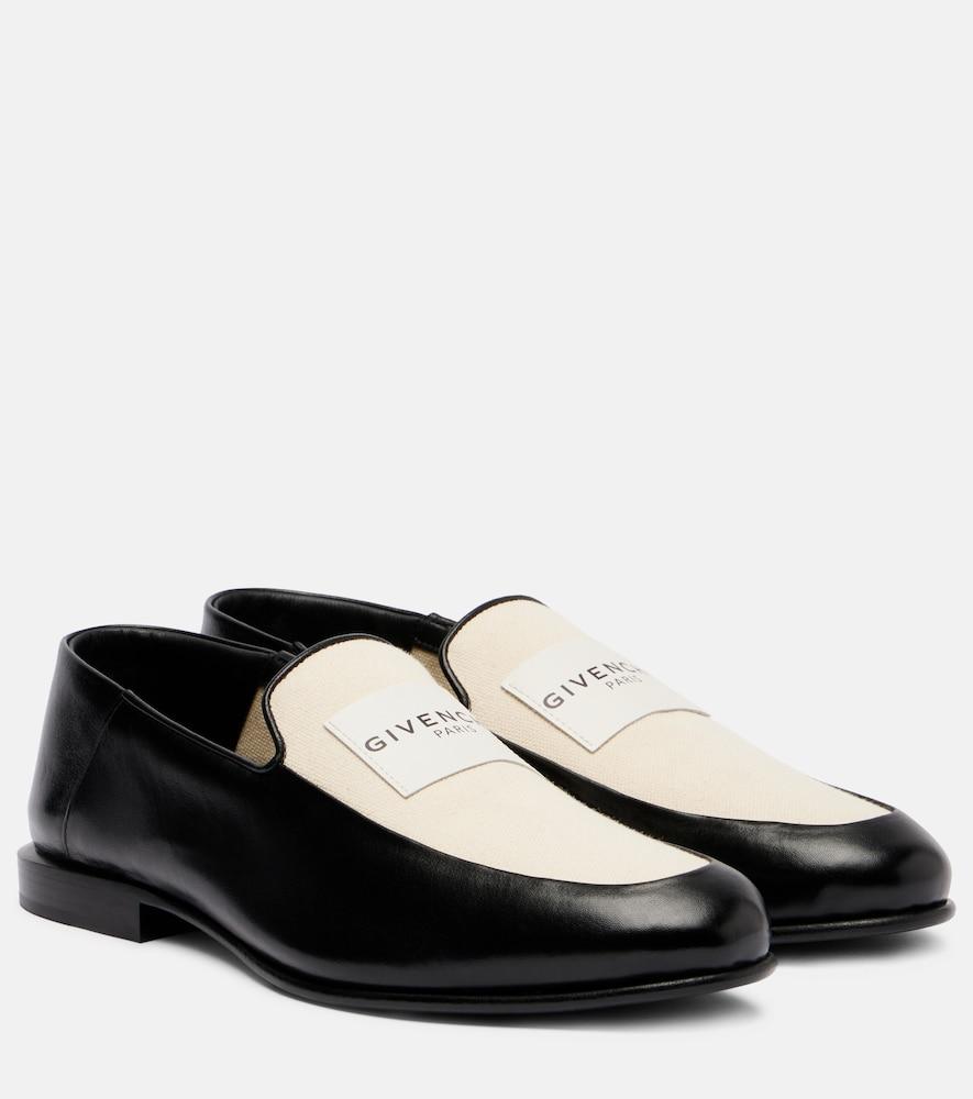 givenchy label leather and canvas loafers