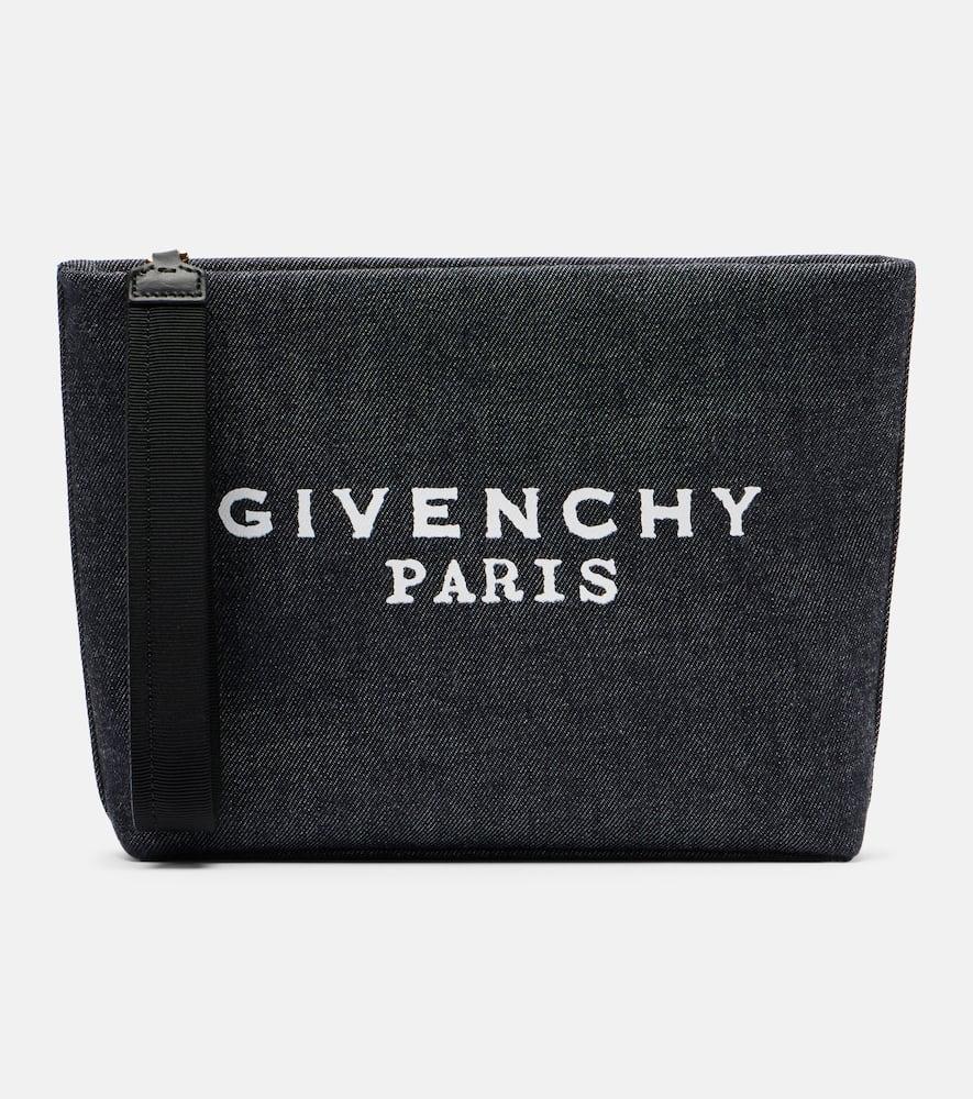 givenchy logo cotton denim pouch