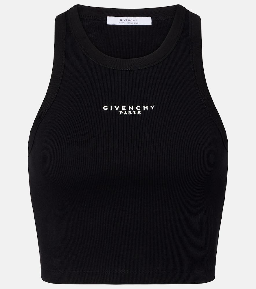 givenchy logo cropped cotton jersey tank top