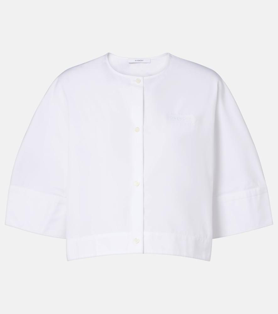 givenchy logo cropped cotton poplin shirt