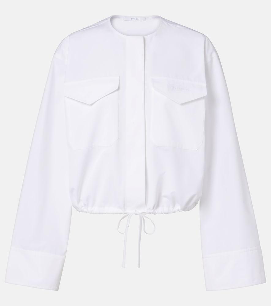 givenchy logo cropped cotton poplin shirt