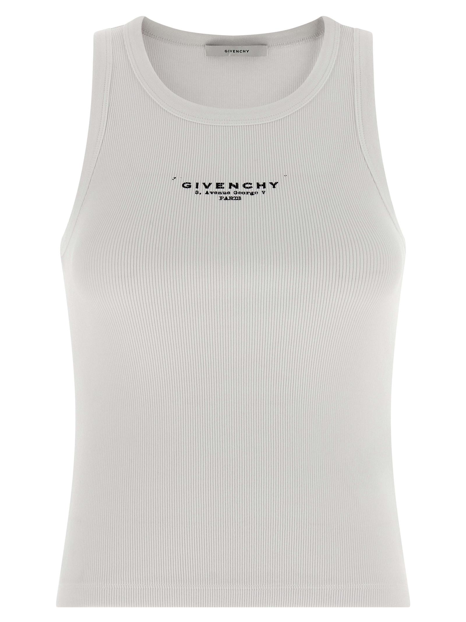 givenchy logo top white cotton tops - women
