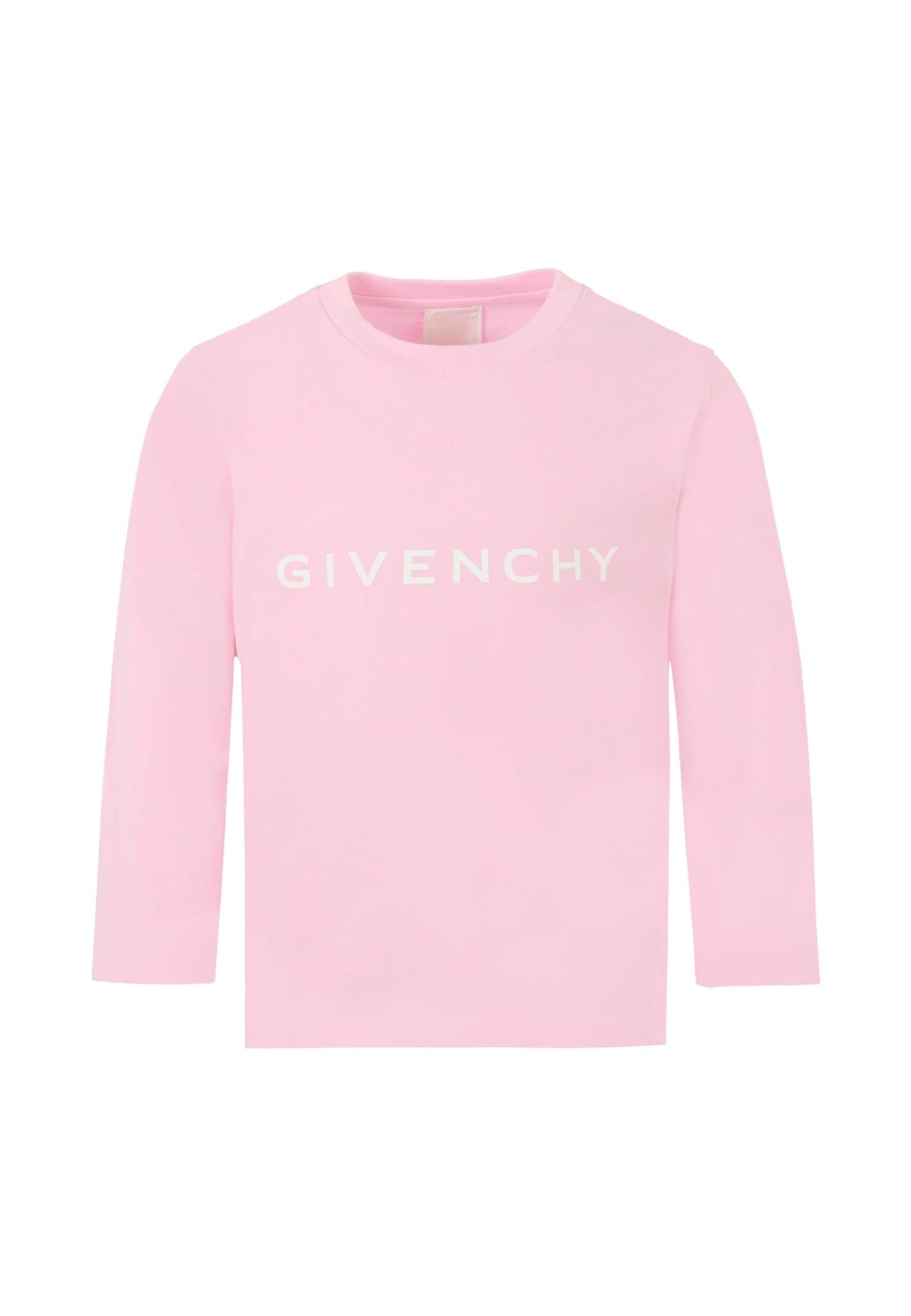 givenchy pink t-shirt for girl with logo