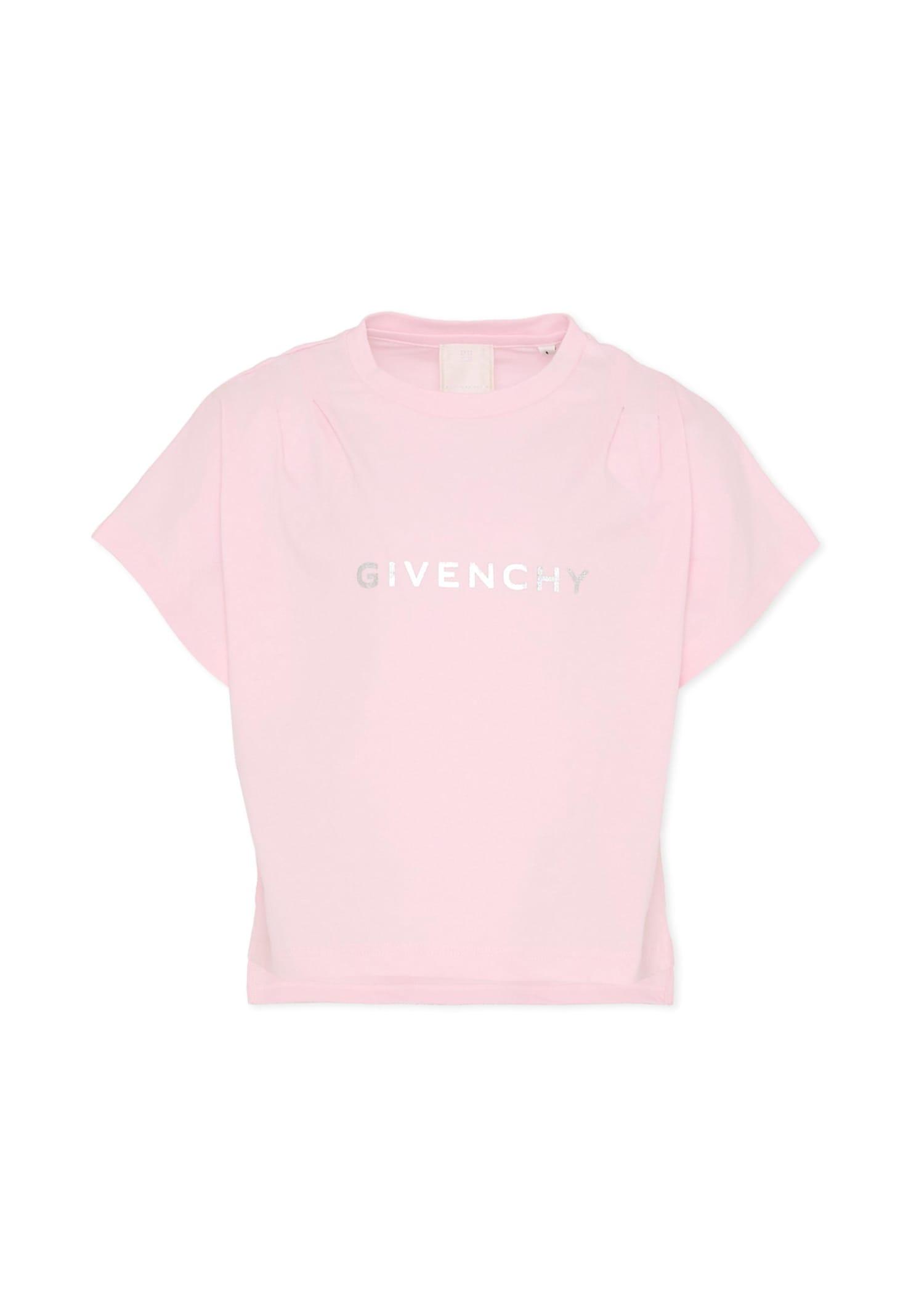 givenchy pink t-shirt for girl with logo