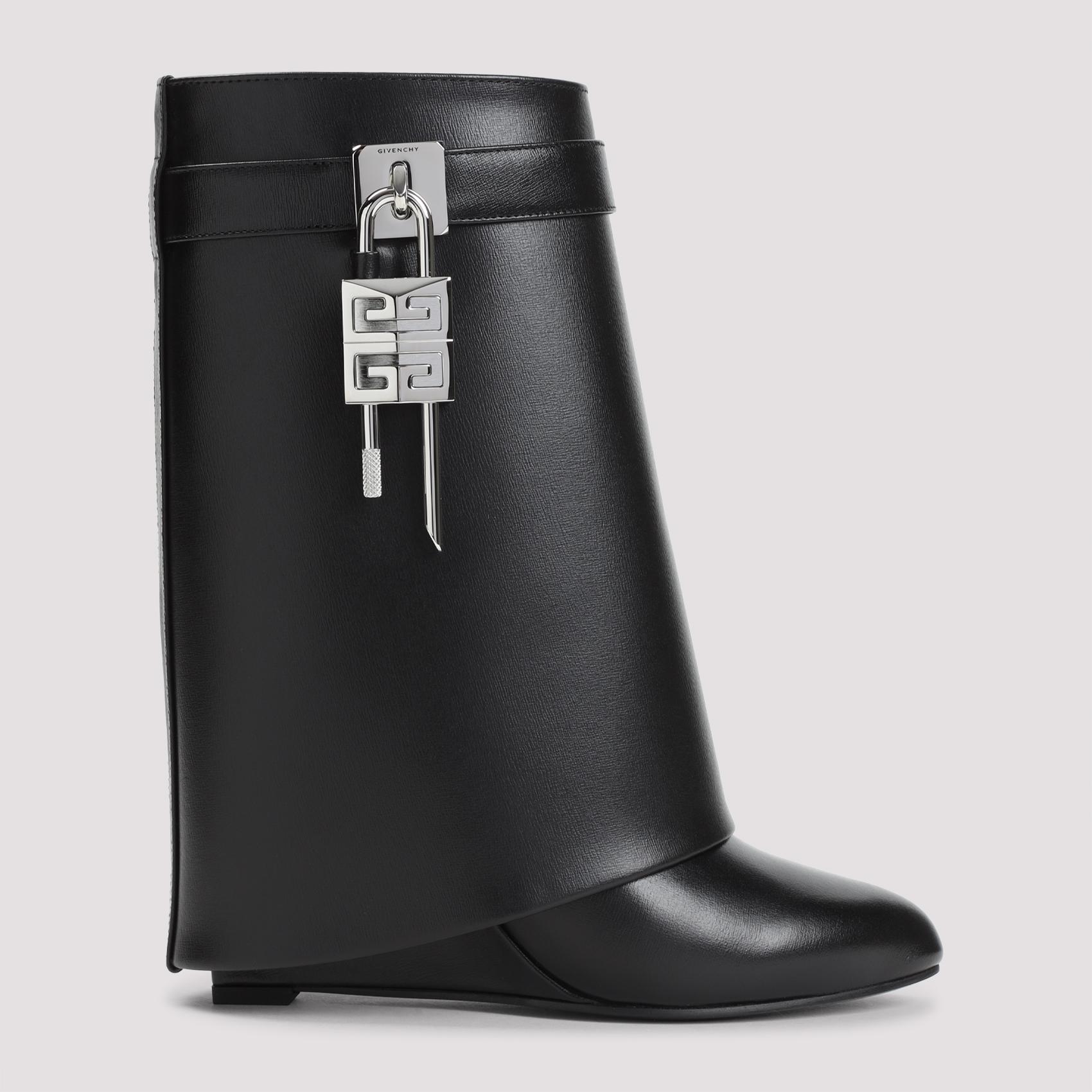 givenchy shark lock pant 90 ankle boots black calf leather shoe - women