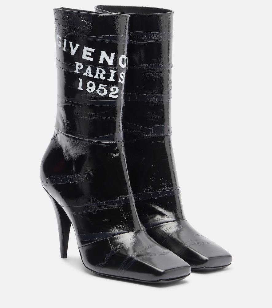 givenchy sliced square patent leather ankle boots