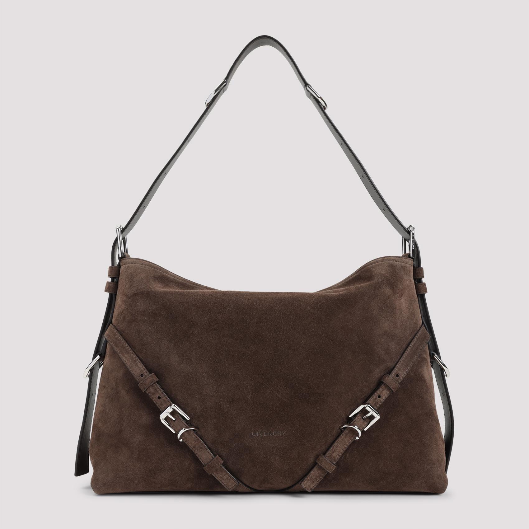 givenchy voyou medium shoulder bag brown suede calf leather - women