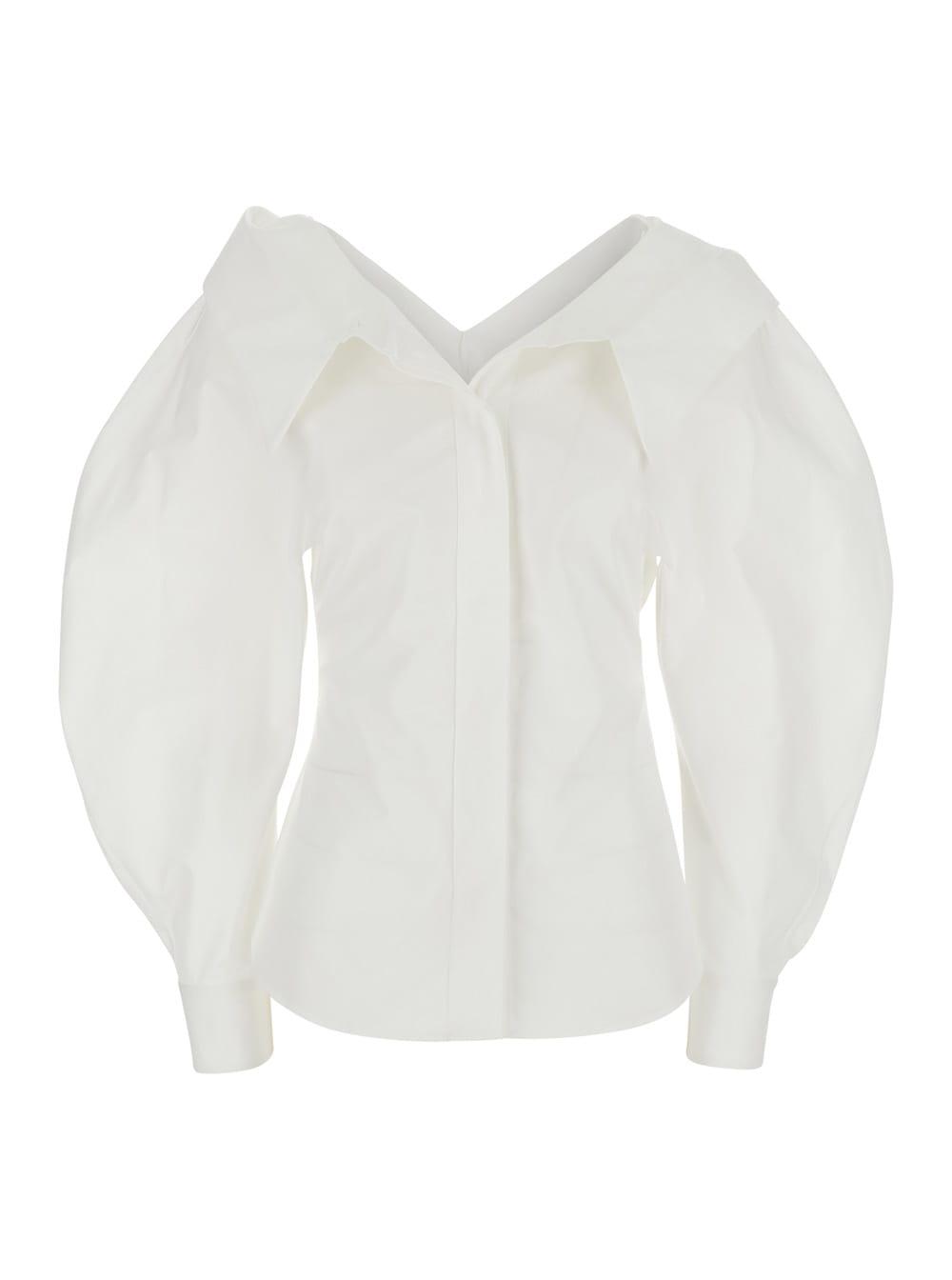 givenchy white slashed fitted shirt with asymmetric details - cotton - women