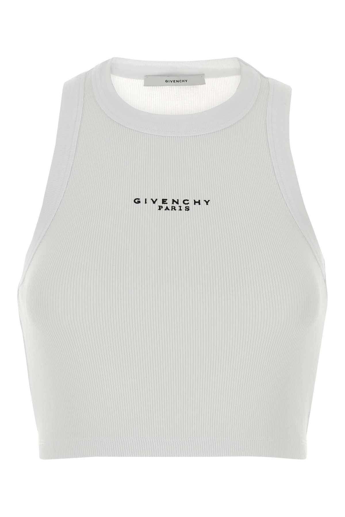 givenchy white stretch cotton crop-top