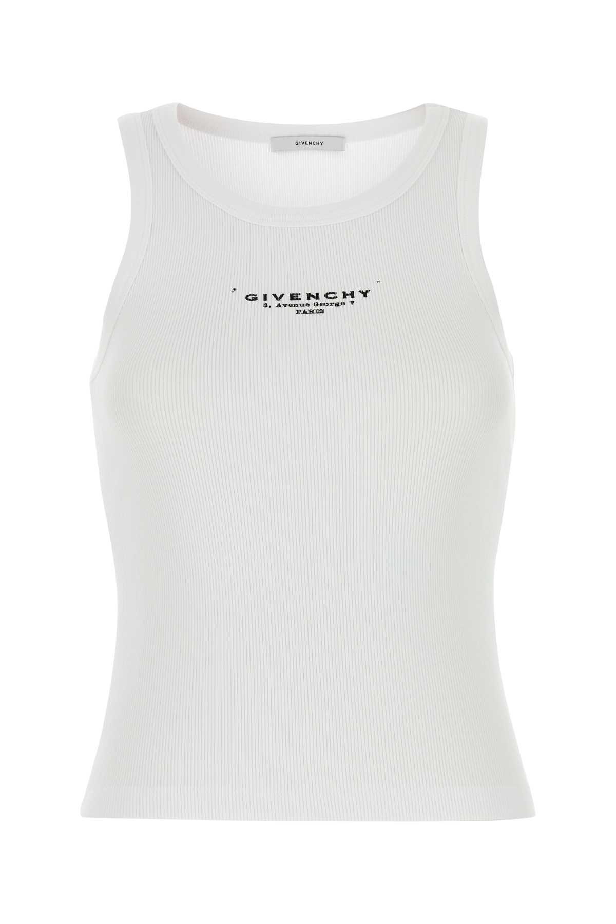 givenchy white stretch cotton tank top