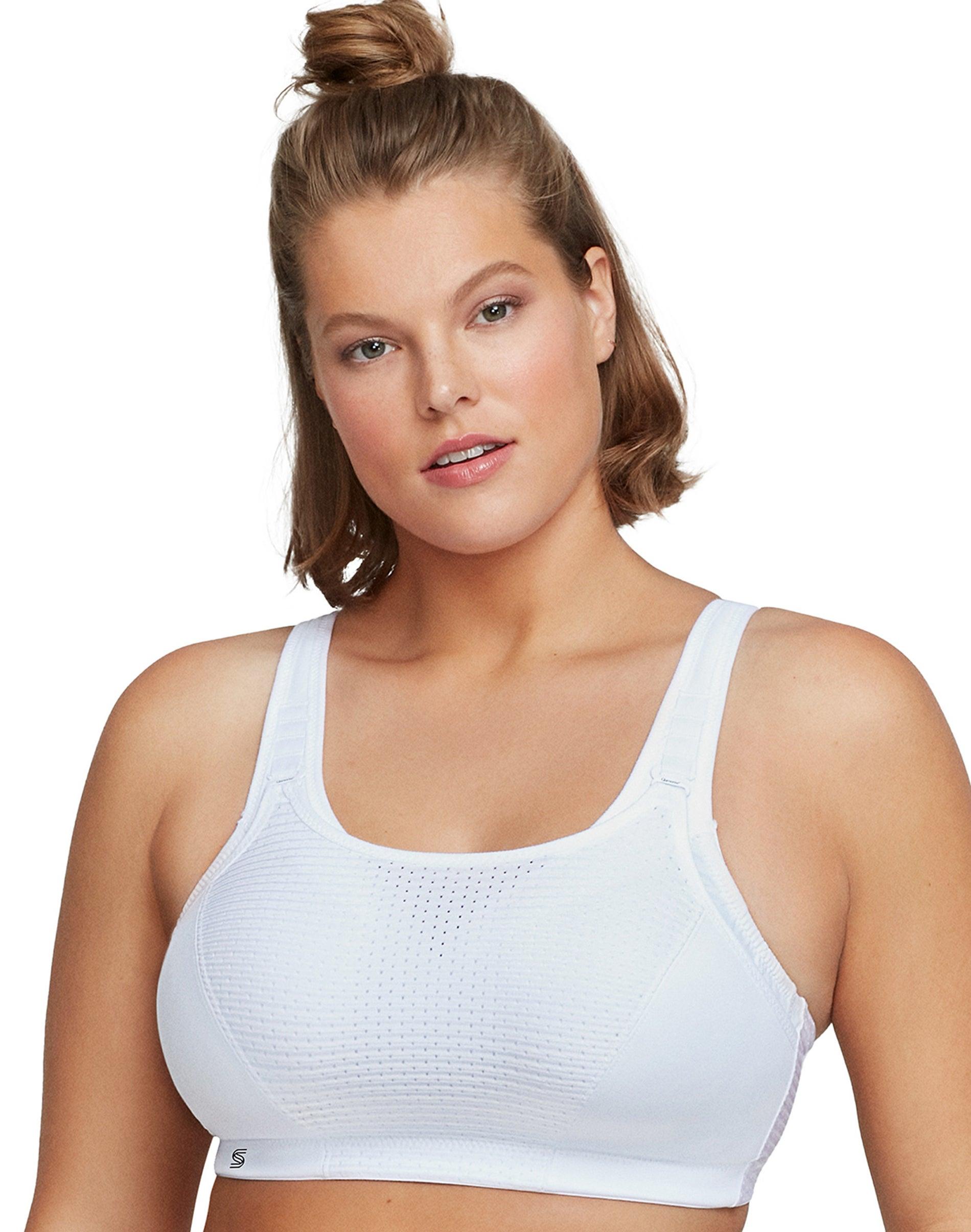 glamorise full figure plus size adjustable wireless sport bra white 34g women's
