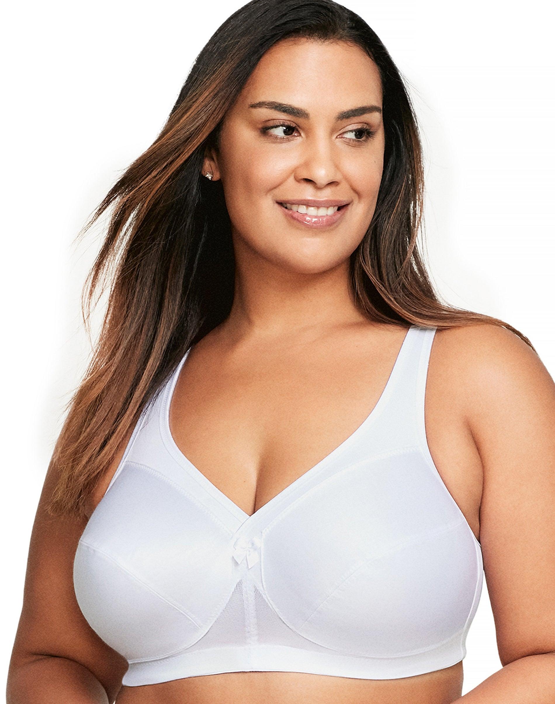 glamorise full figure plus size magiclift active wirefree support bra white 44g women's