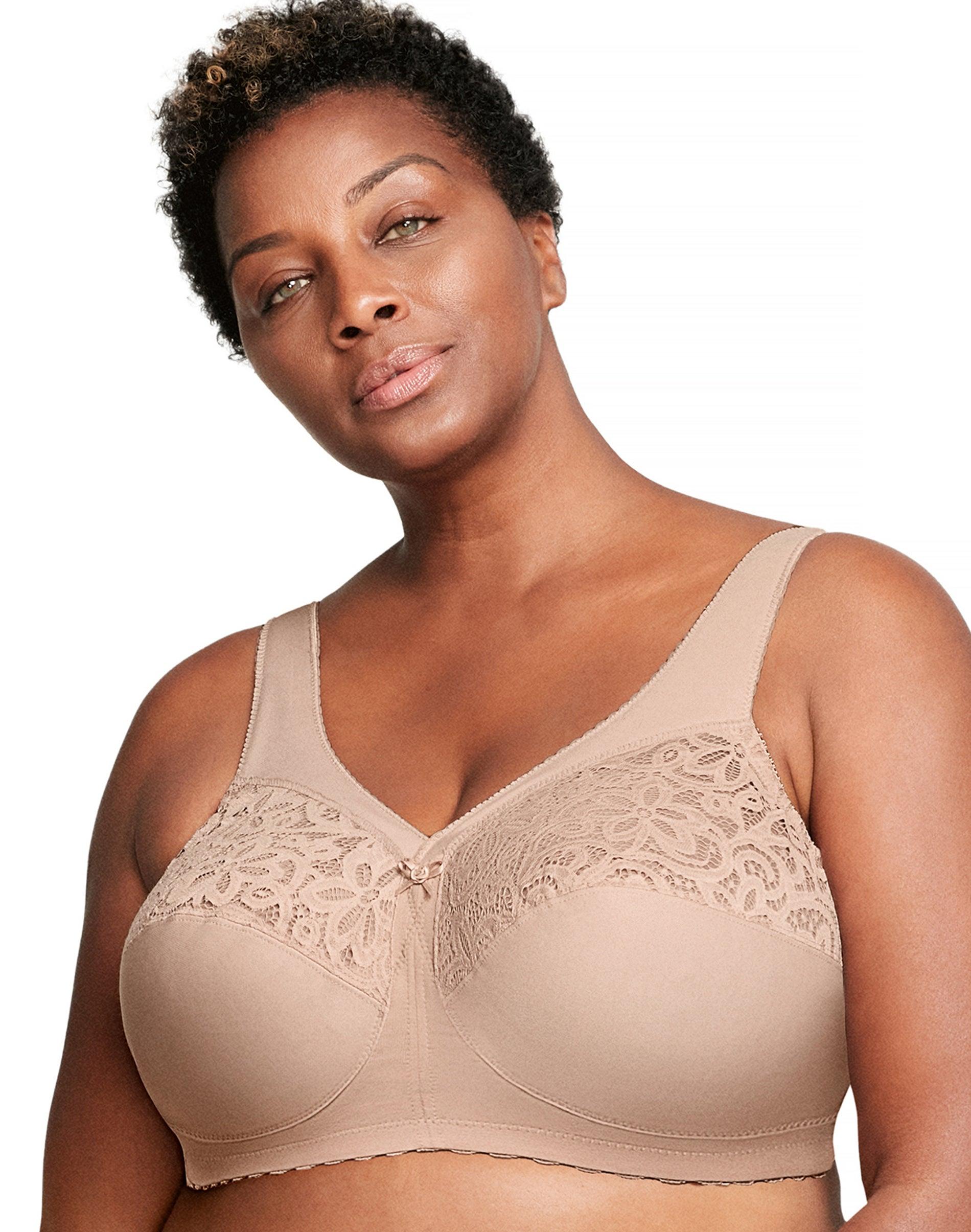glamorise full figure plus size magiclift cotton-blend wirefree support bra cafe 44g women's