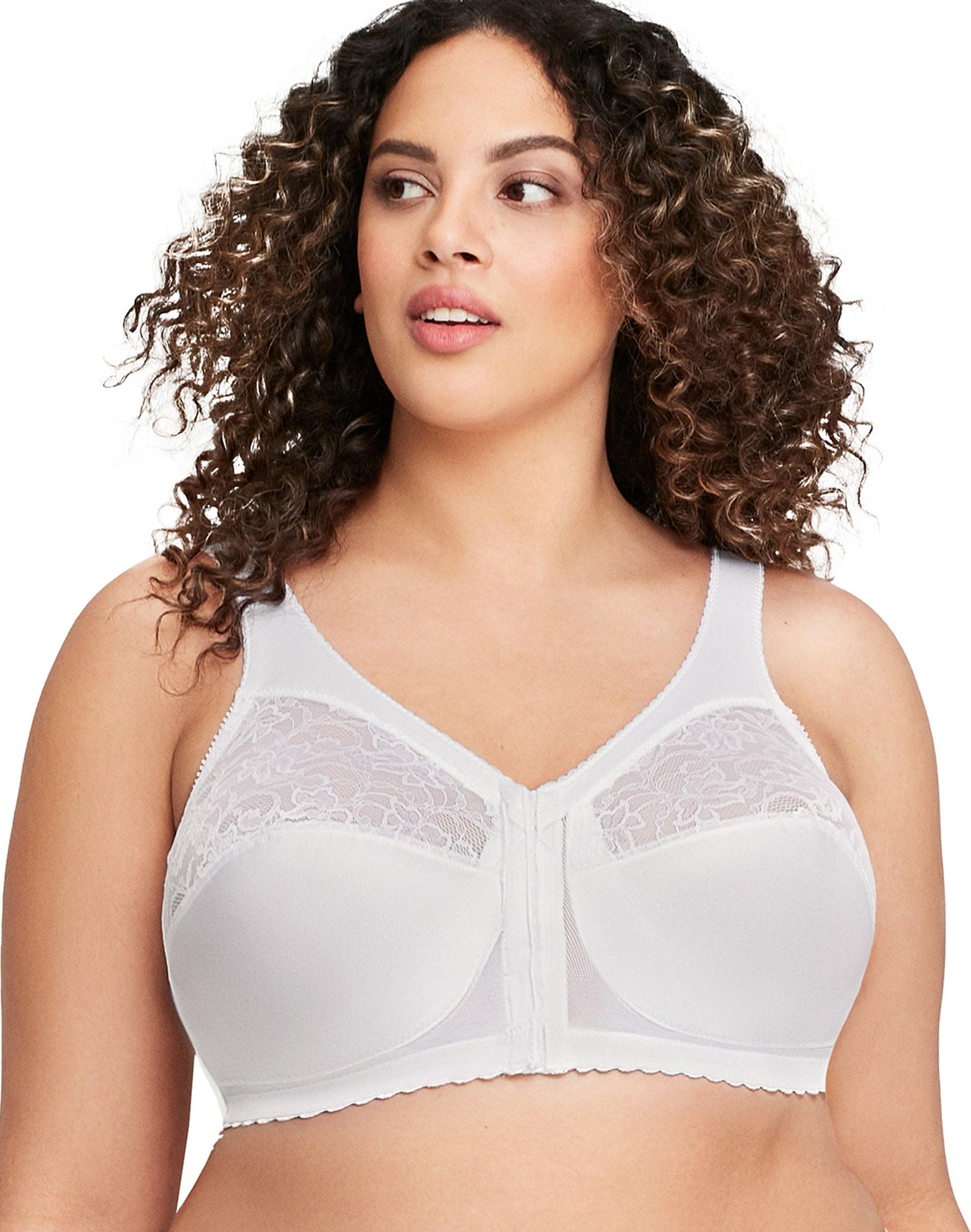 glamorise full figure plus size magiclift front close support bra white 44g women's
