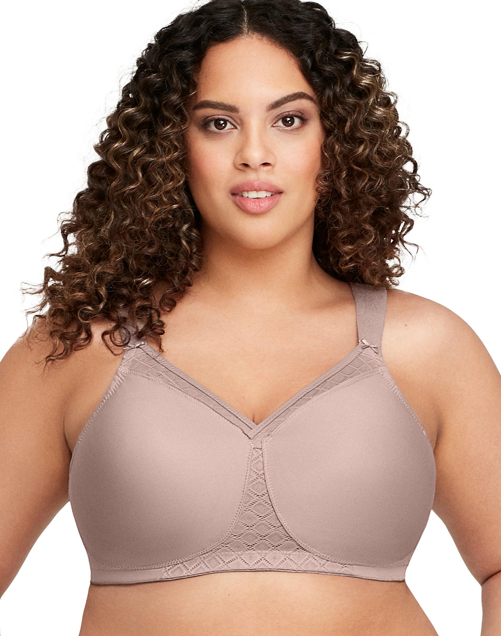 glamorise full figure plus size magiclift non-padded wirefree t-shirt bra taupe 44g women's