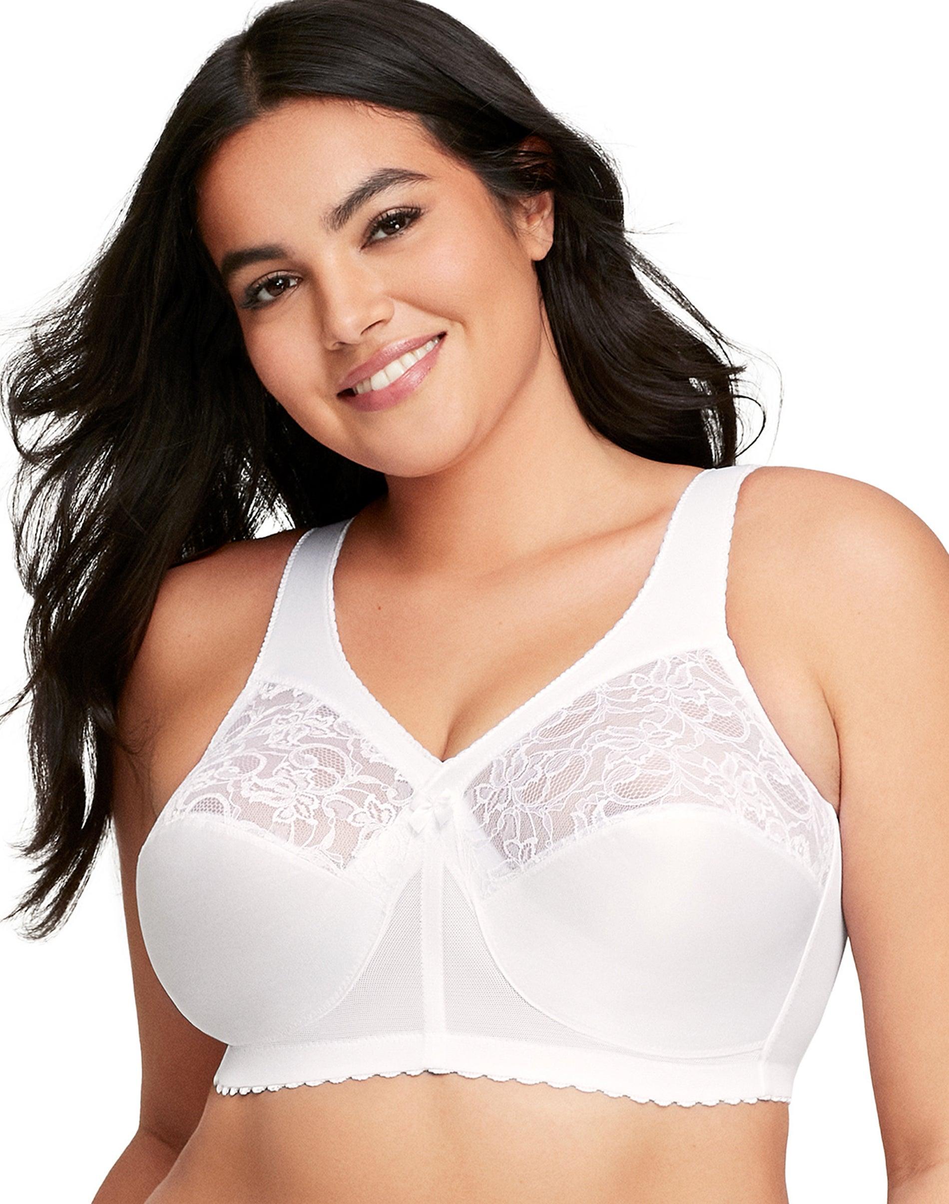 glamorise full figure plus size magiclift original wireless support bra white 44g women's