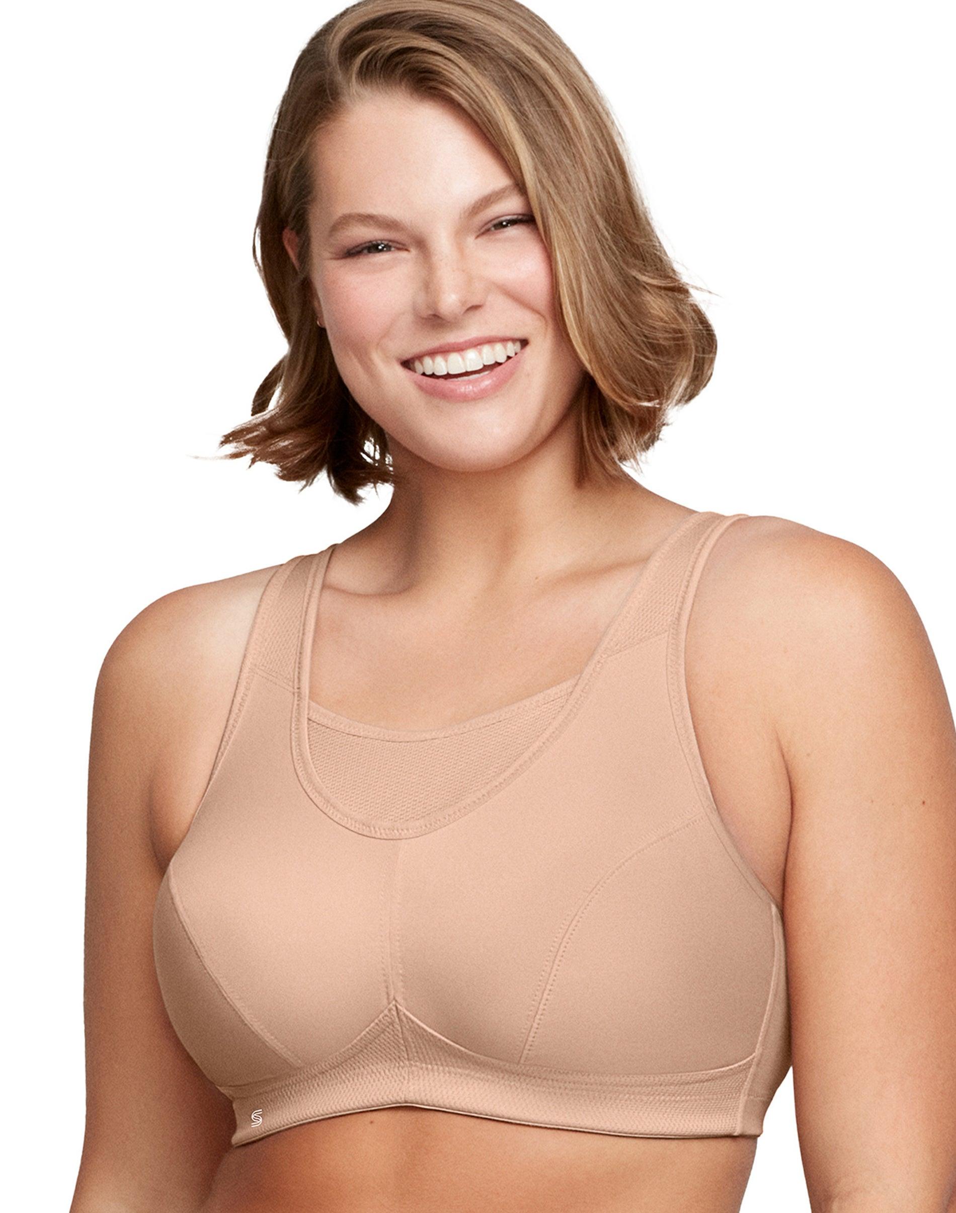 glamorise full figure plus size no-bounce camisole wirefree sports bra cafe 34g women's