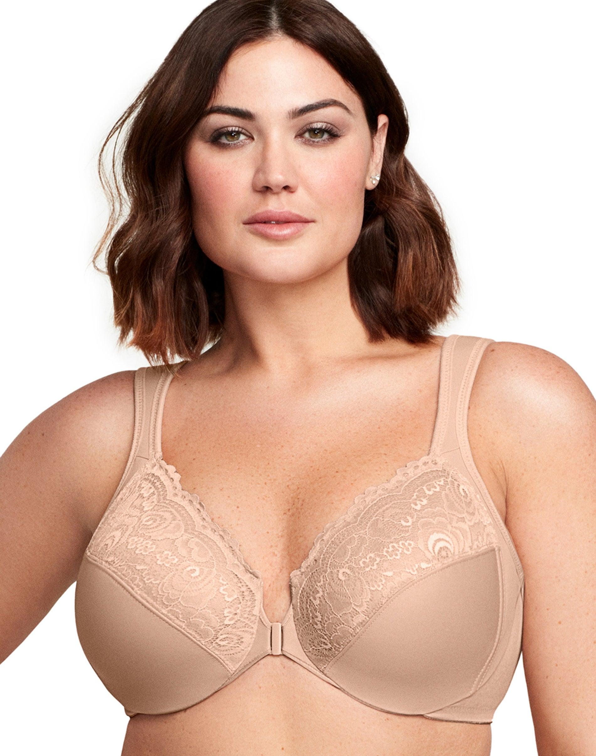 glamorise full figure plus size wonderwire front close bra cafe 34g women's