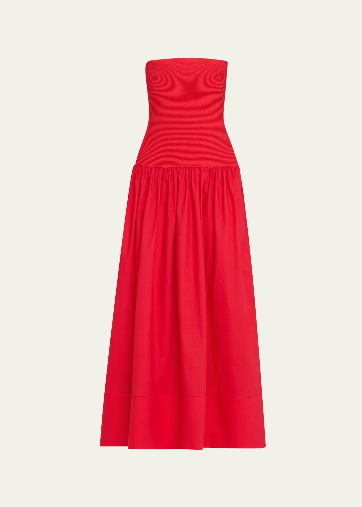 glasbury strapless drop-waist midi dress