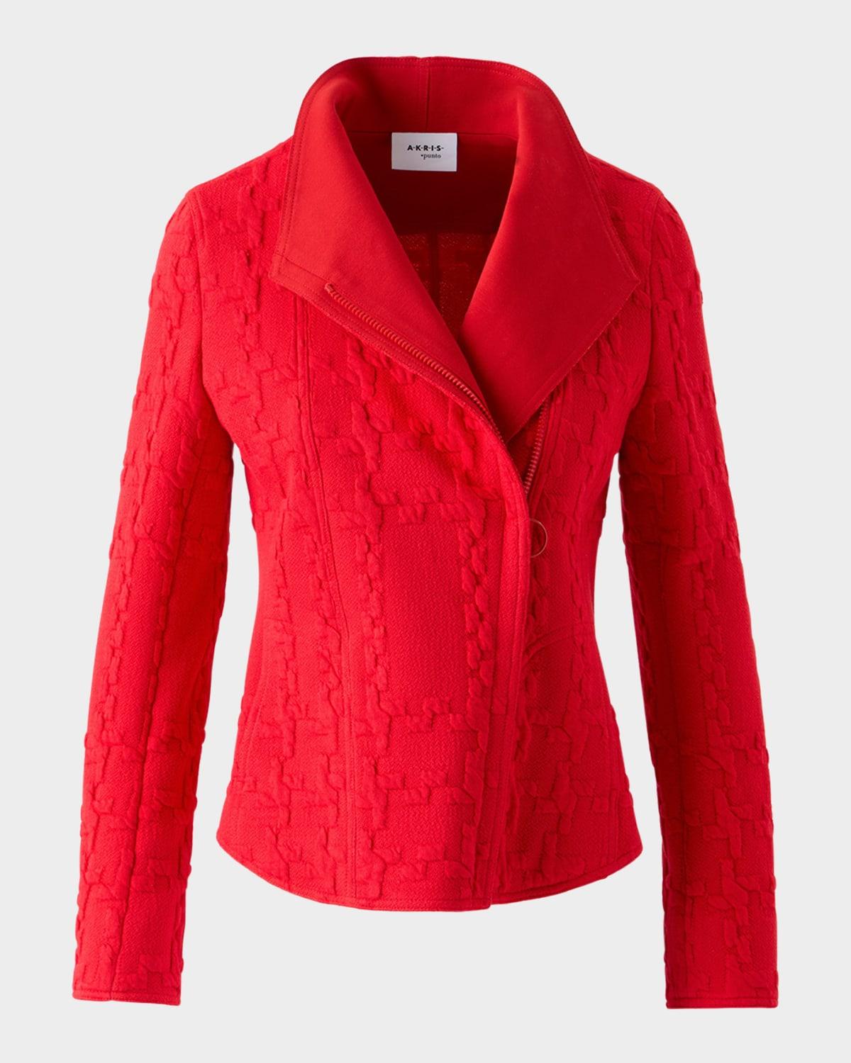 glen check 3d jersey biker jacket