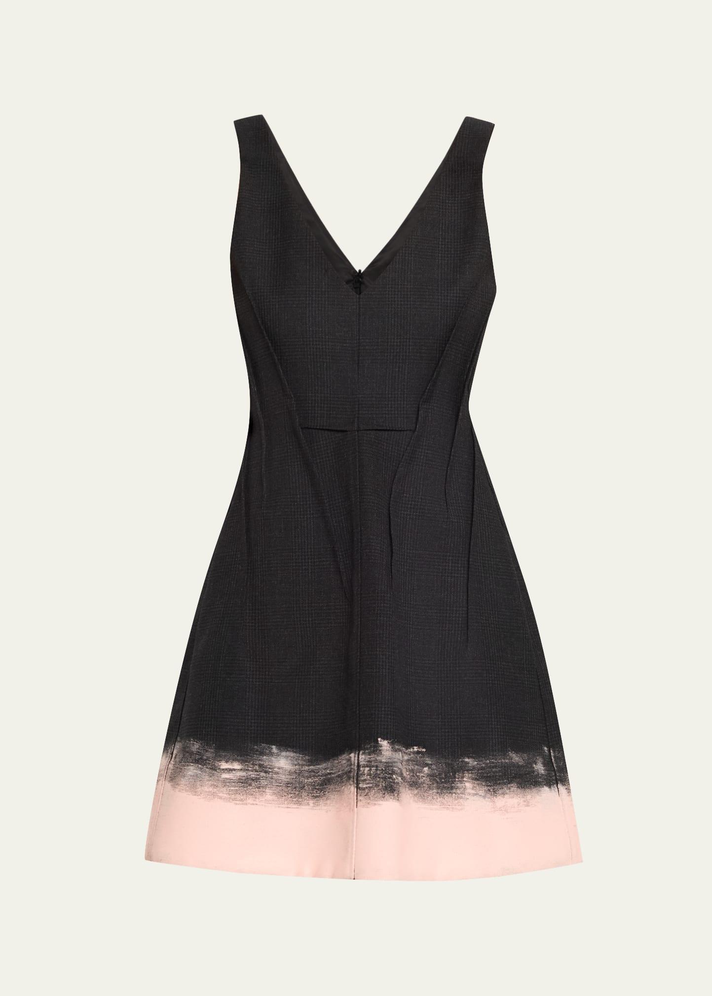 glen plaid sleeveless painted-hem mini dress