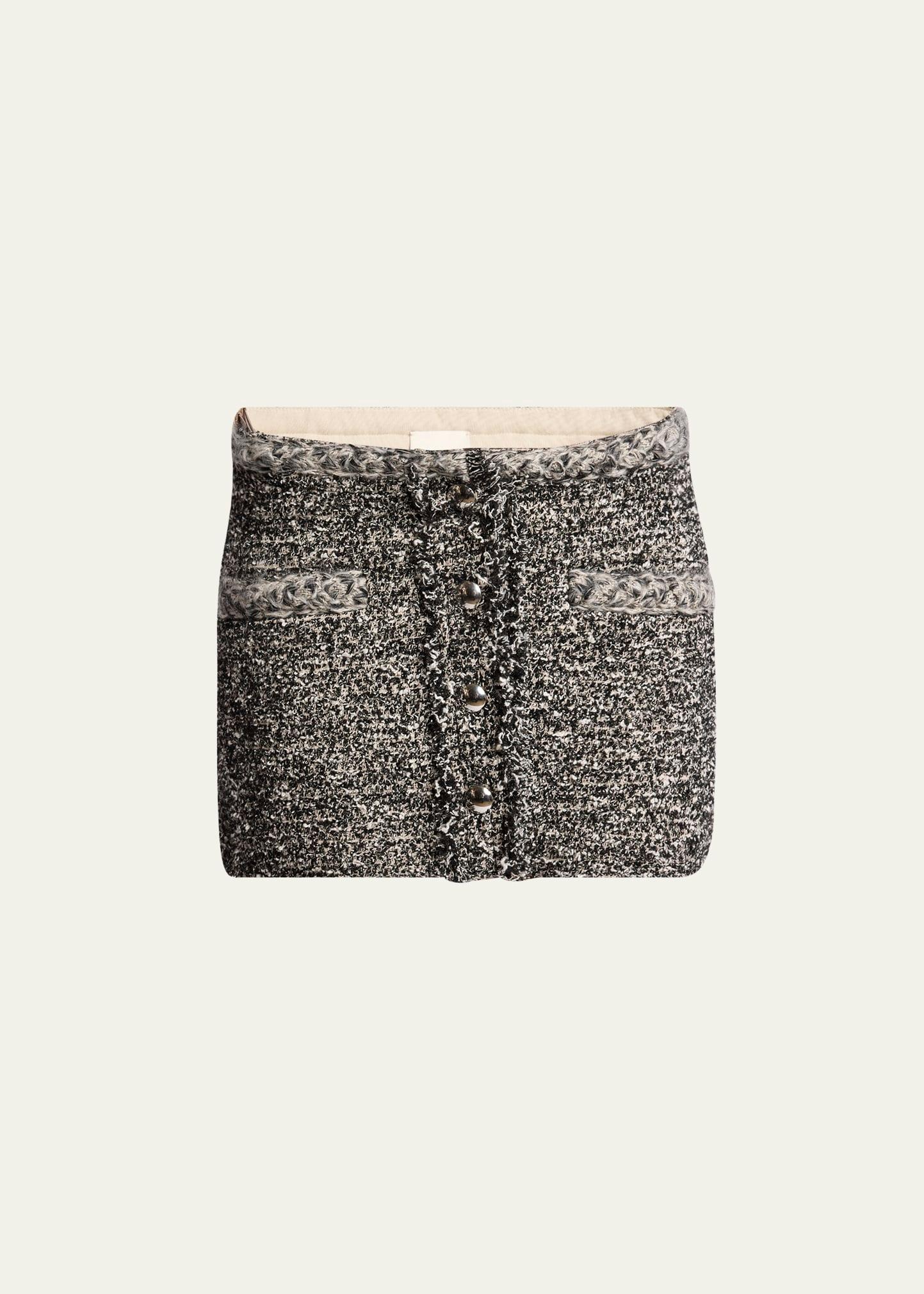 gleny braided-trim boucle mini skirt