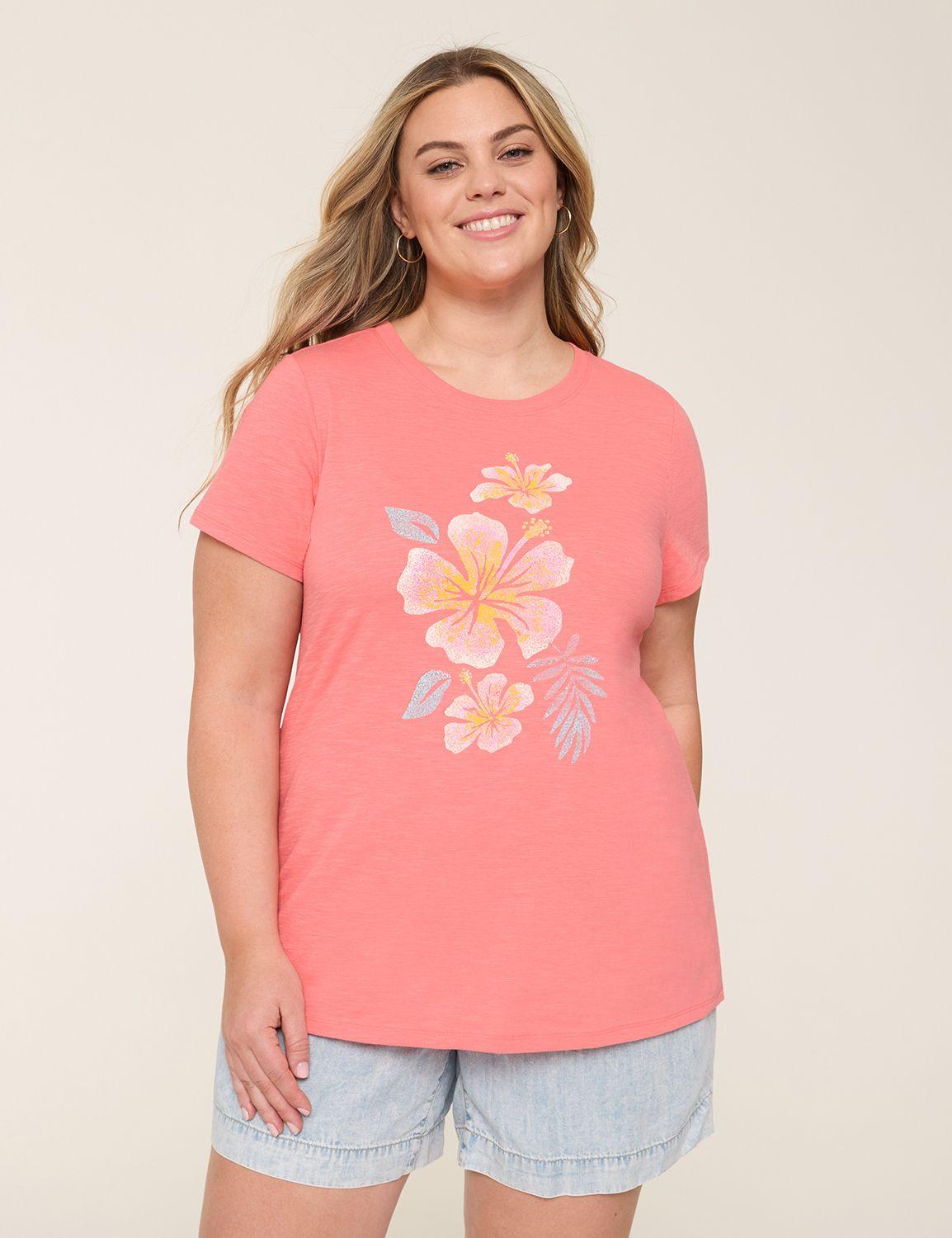 glitter tropical flower graphic tee