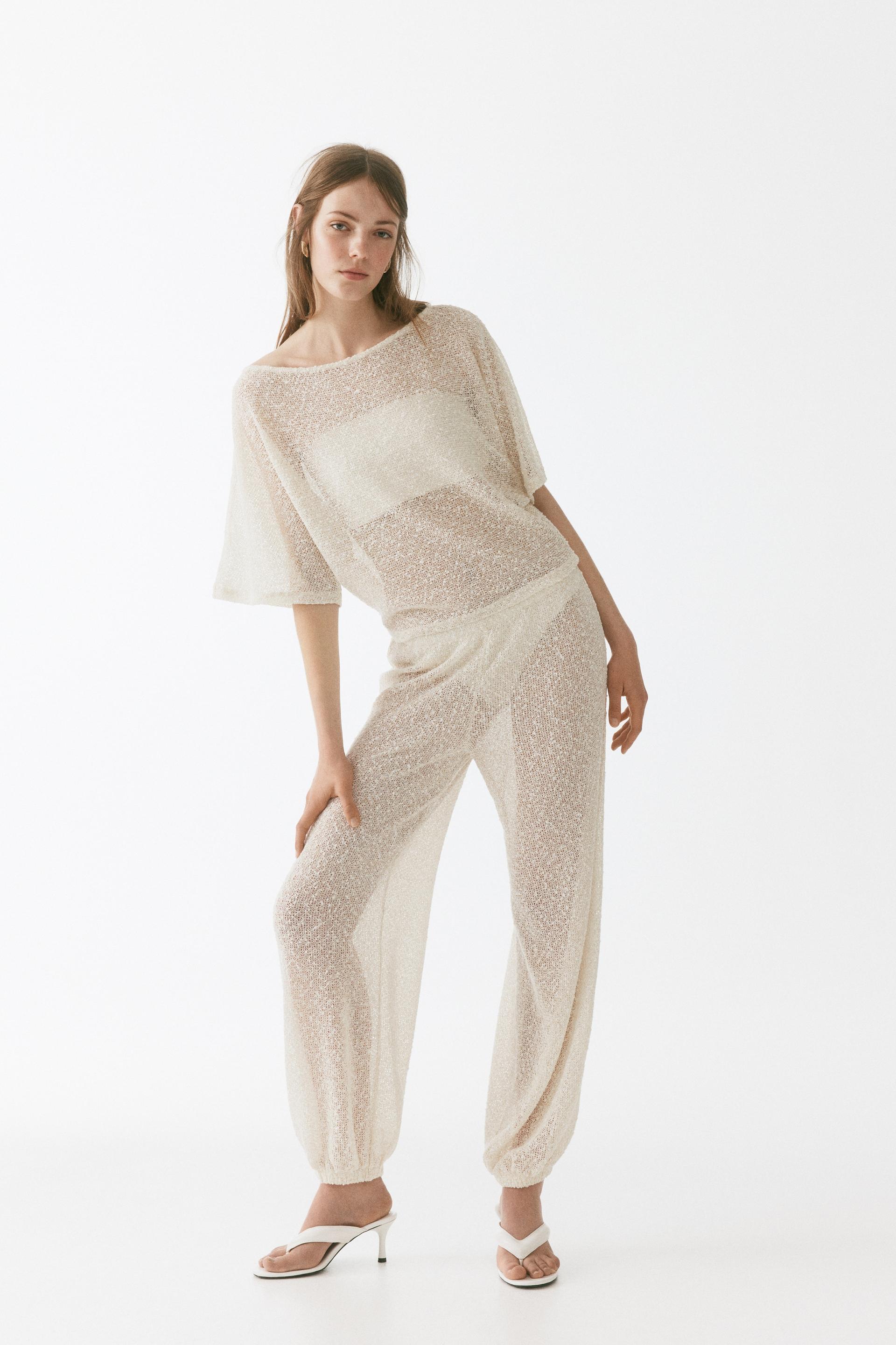glittery knit pants