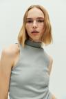 glittery mock turtleneck sleeveless top