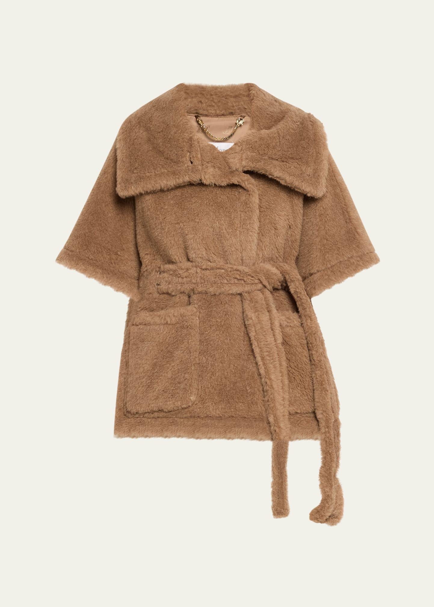 goat & shearling dyed cape
