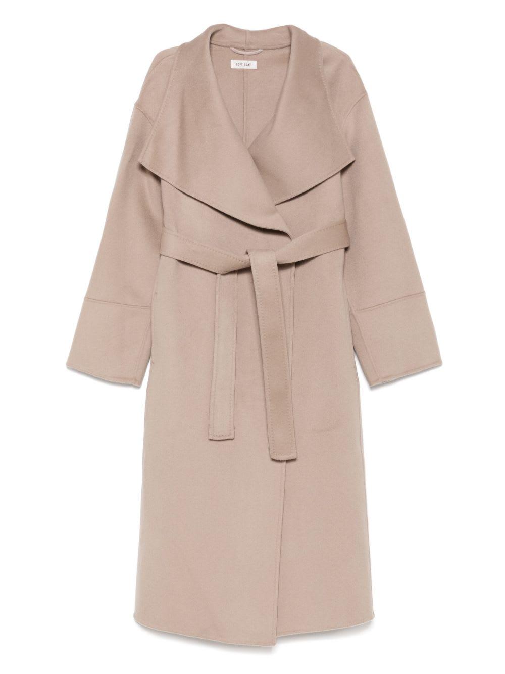 goat cashmere belted coat