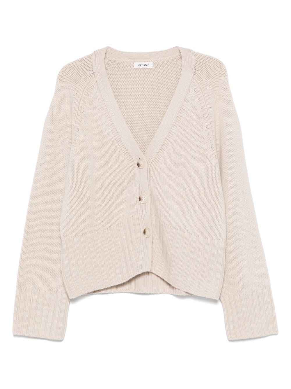 goat cashmere v-necked cardigan