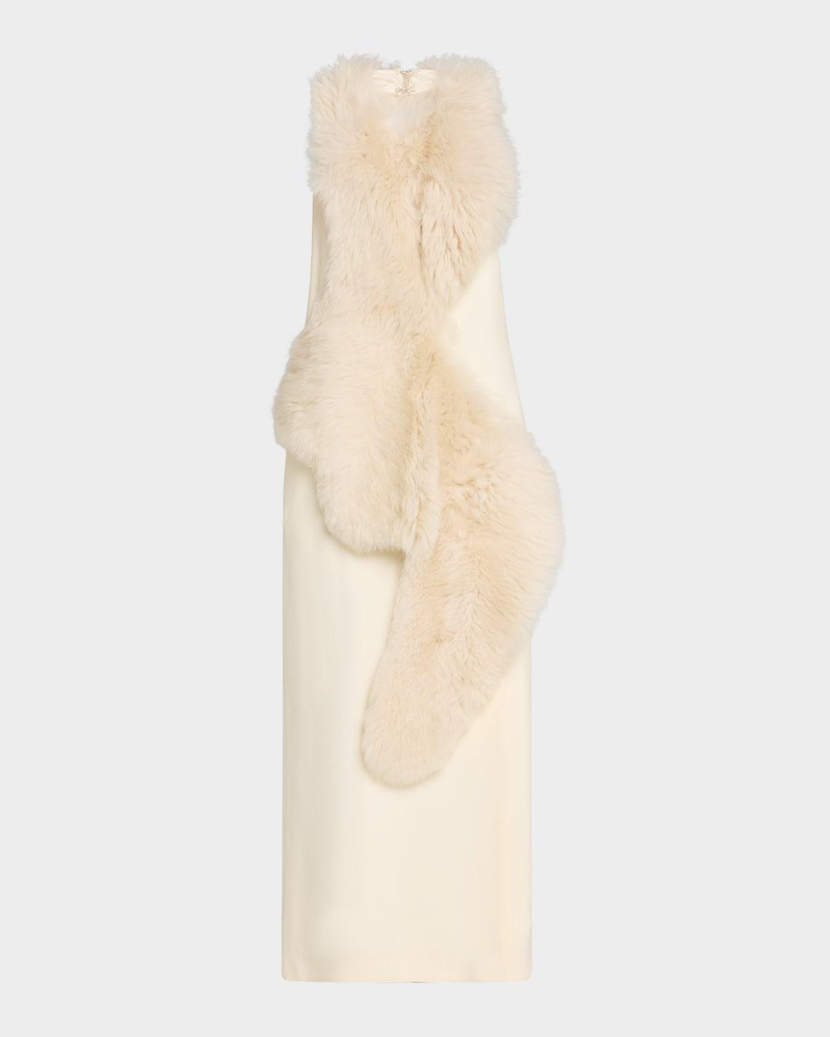 goat shearling halter midi dress