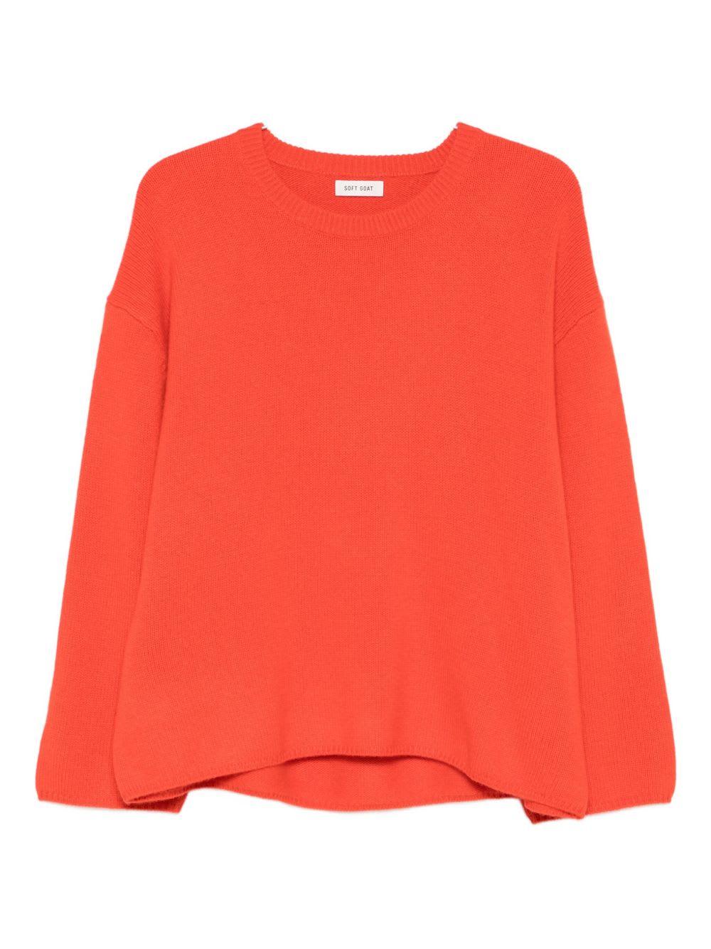 goat soft wool crewneck sweater coral color
