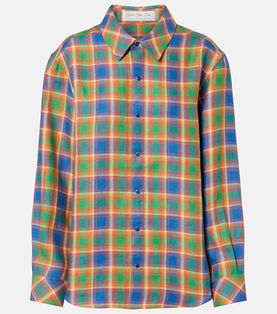 god's true cashmere brilliant linen shirt with lapis lazuli