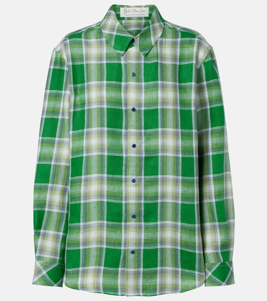 god's true cashmere harbor linen shirt with lapis lazuli