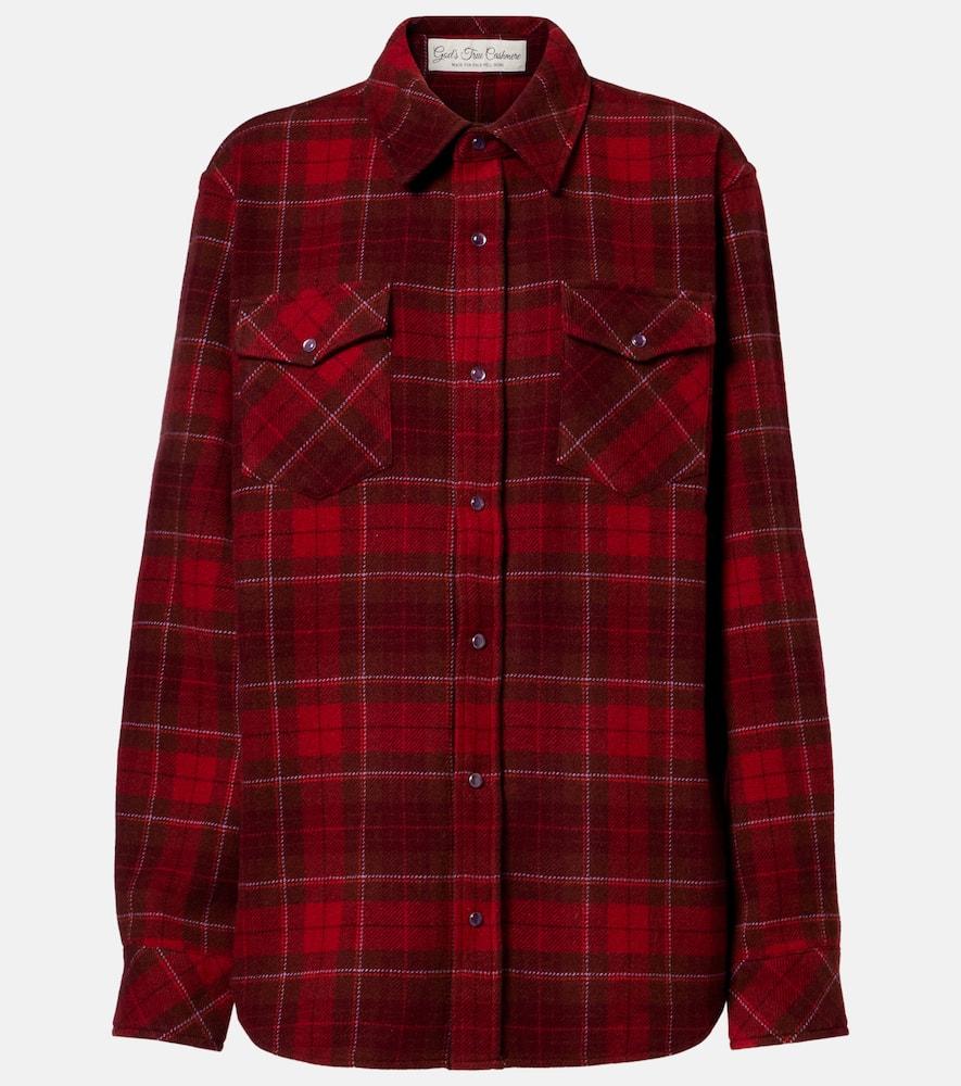 god's true cashmere love tartan cashmere shirt with amethyst