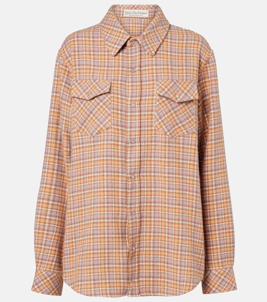 god's true cashmere midnight rose plaid cashmere shirt