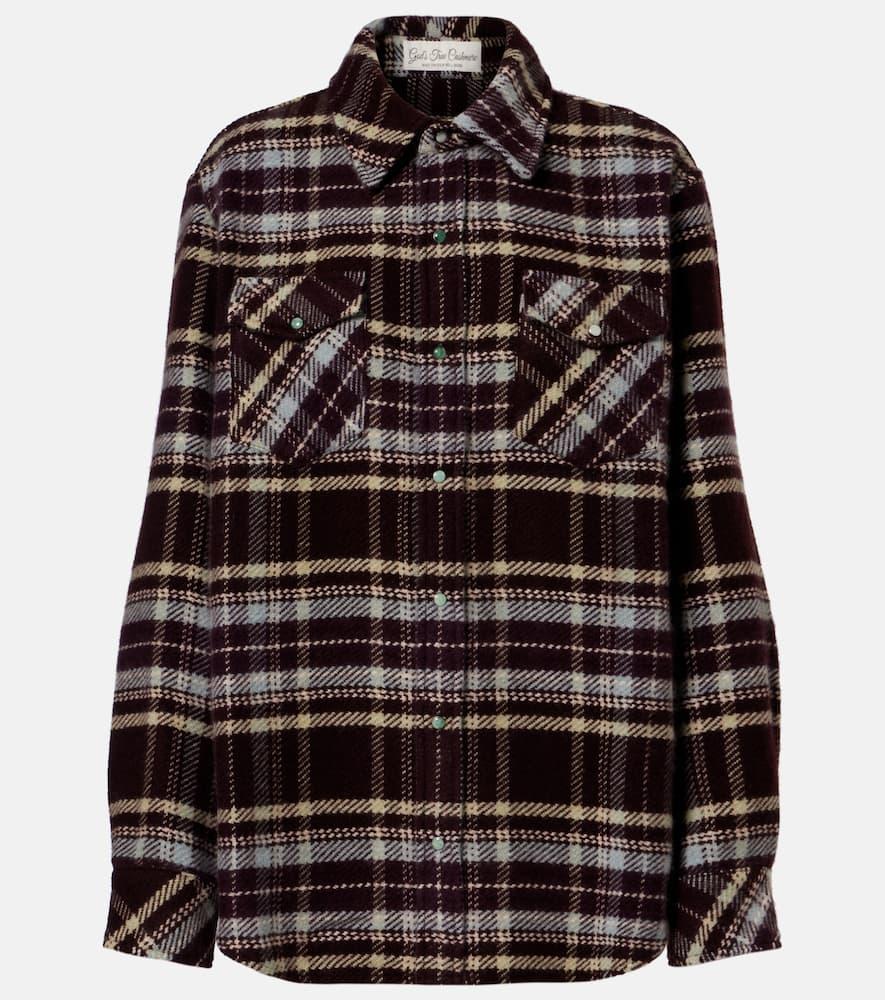 god's true cashmere plaid cashmere shirt with emeralds