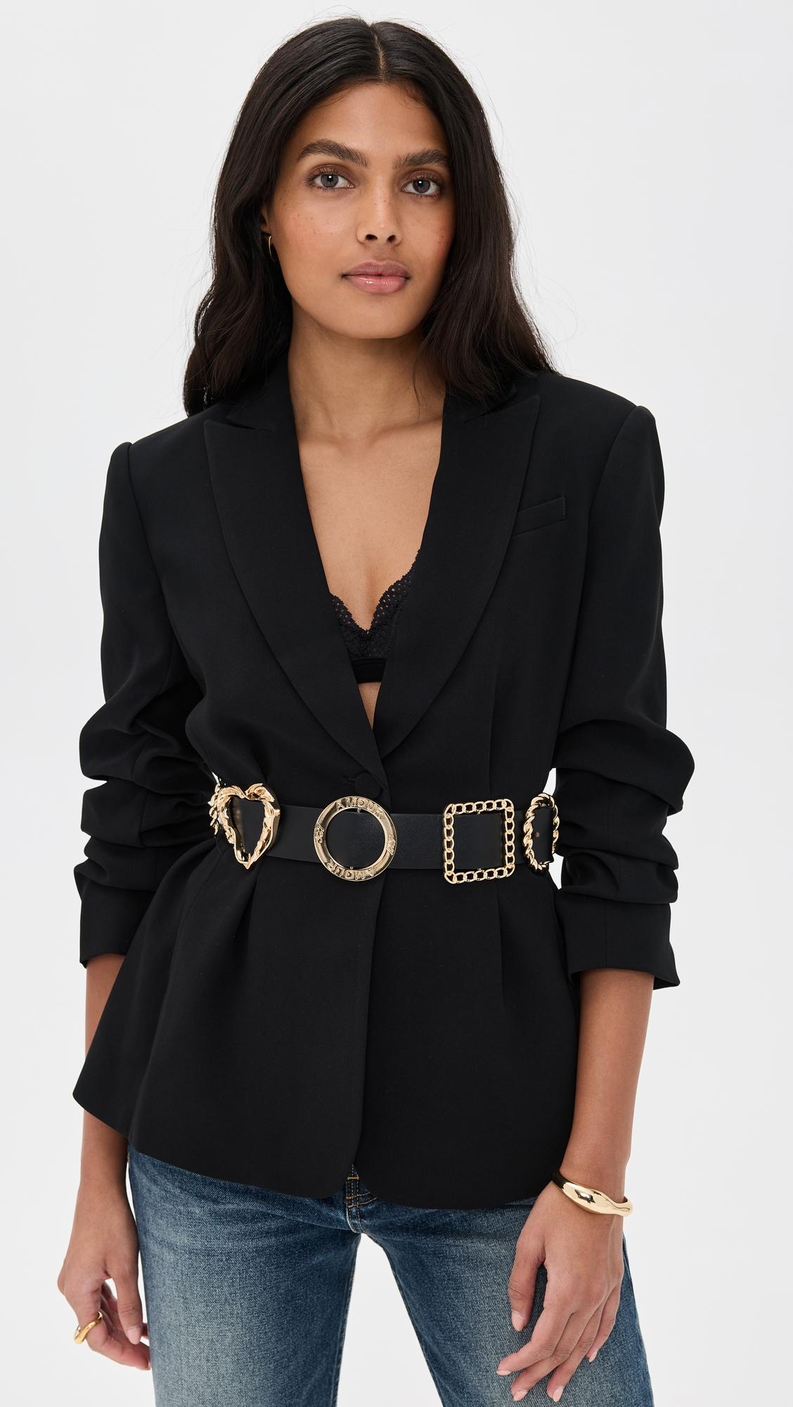 gold belt scrunched cheyenne blazer