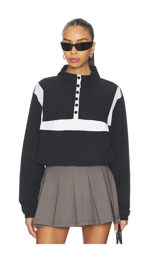 gold hinge airglyde cropped windbreaker in black.